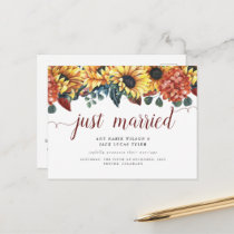 Rustic Sunflowers Wedding Announcement Postcard