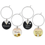 Rustic Sunflowers Wedding Bridal Party Wine Charm at Zazzle