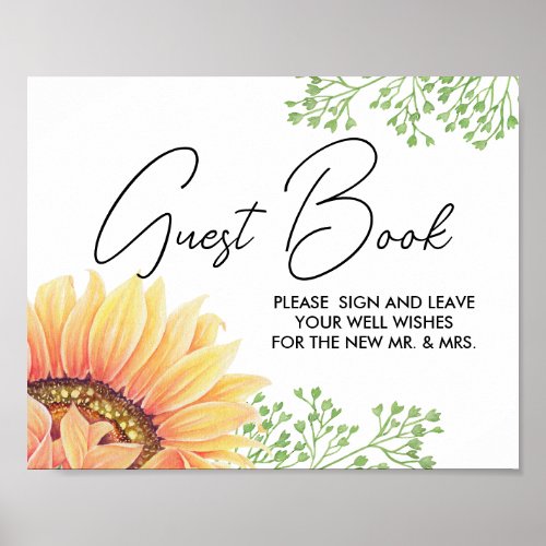 Rustic Sunflowers Wedding Guest Book Sign