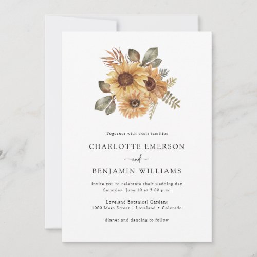 Rustic Sunflowers Wedding Invitation