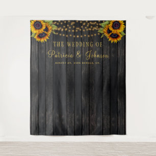 Rustic sunflowers wedding photo booth backdrop