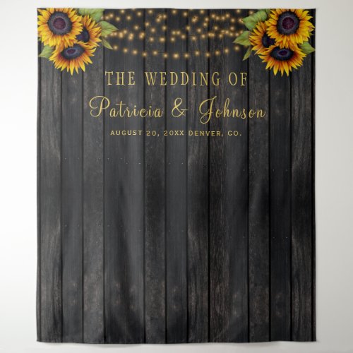 Rustic sunflowers wedding photo booth backdrop