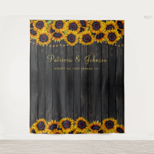 Rustic sunflowers wedding photo booth backdrop