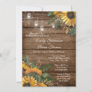 Rustic Sunflowers wedding shower invitation