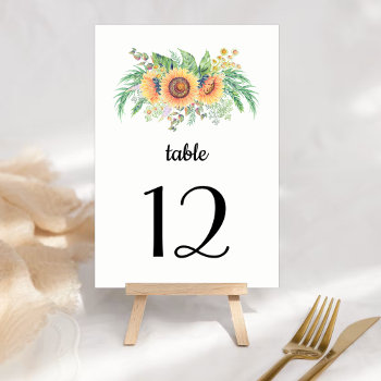 Rustic Sunflowers Wedding Table Number Cards by YourWeddingDay at Zazzle