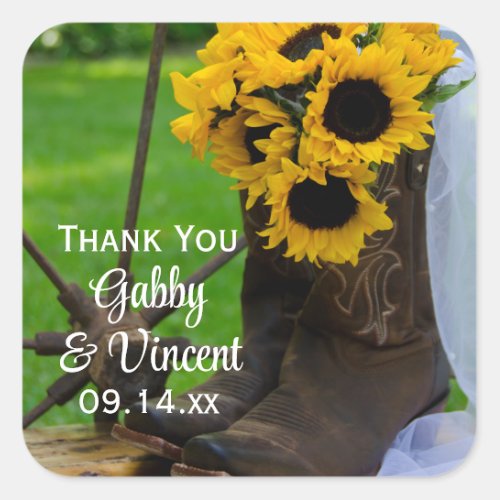 Rustic Sunflowers Wedding Thank You Favor Tags