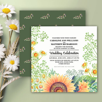 Rustic Sunflowers Wildflowers Wedding Invitation by YourWeddingDay at Zazzle