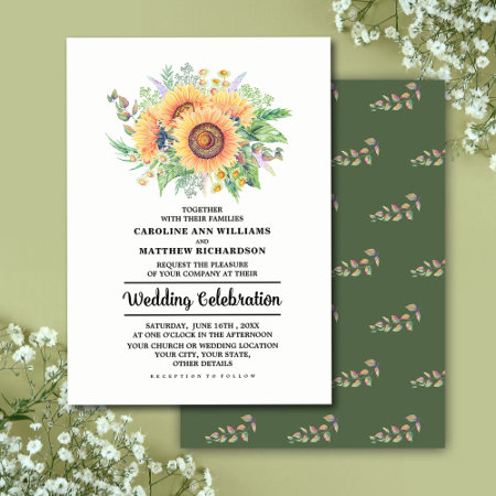 Rustic Sunflowers Wildflowers Wedding  Invitation