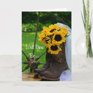 Rustic Sunflowers Will You Be My Bridesmaid Invitation
