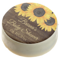 Rustic Sunflowers Wood Baby Shower Edible Frosting Chocolate Covered Oreo