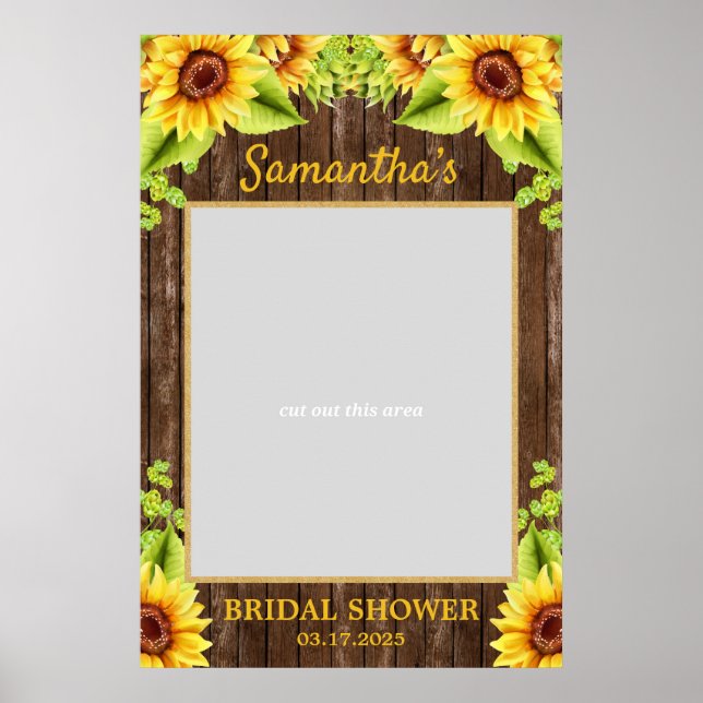 Rustic Sunflowers wood summer photo prop booth Poster (Front)