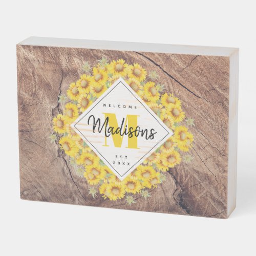 Rustic Sunflowers Wood Texture Welcome Home Decor Wooden Box Sign