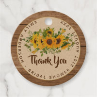 Rustic Sunflowers Wood Thank You Wedding Favor Favor Tags