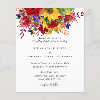 Rustic Sunflowers Yellow Red Blue Floral Wedding