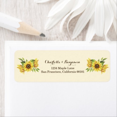 Rustic Sunflowers Yellow Wedding Address Label