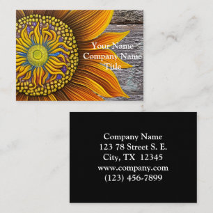 Rustic Sunny Sunflower on Barn Board Business Card