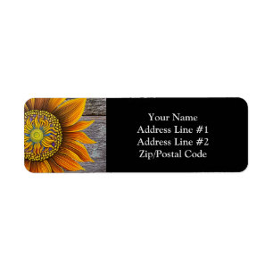 Rustic Sunny Sunflower on Barn Board Label