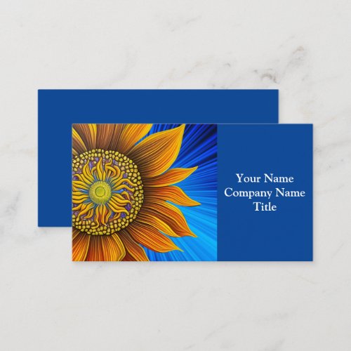 Rustic Sunny Sunflower on Blue Business Card