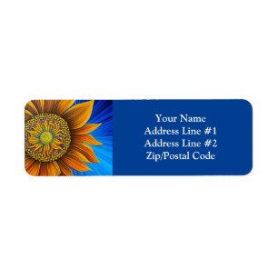Rustic Sunny Sunflower on Blue Label