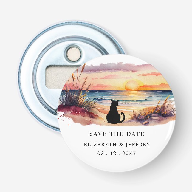Rustic Sunset Beach Save The Date Magnet Bottle Opener (Front)