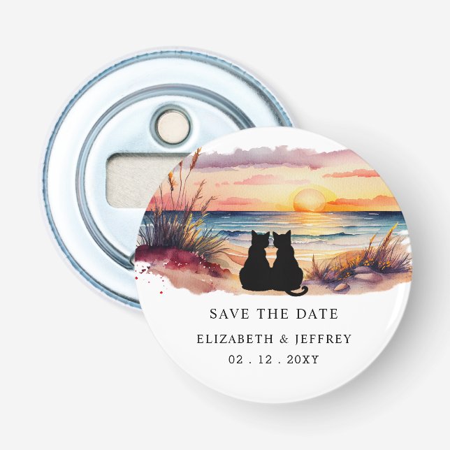 Rustic Sunset Beach Save The Date Magnet Bottle Opener (Front)