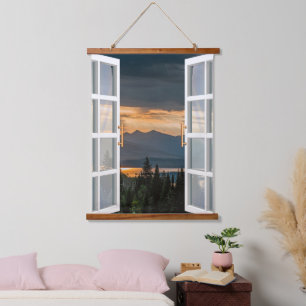 Rustic Sunset Landscape View Hanging Tapestry