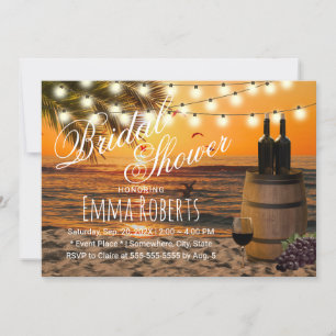 Rustic Sunset Palm Beach Wine Barrel Bridal Shower Invitation