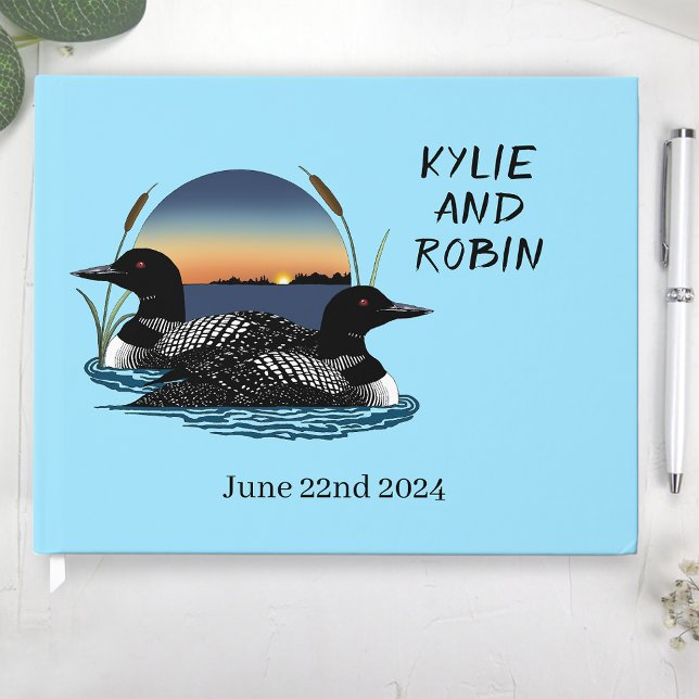 Rustic Sunset Vintage Loons Lake  Guest Book (Creator Uploaded)