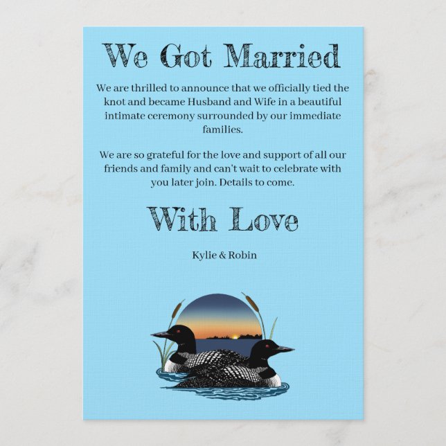 Rustic Sunset Vintage Loons Lake  Invitation (Front)