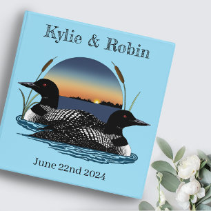 Rustic Sunset Vintage Loons Lake Wedding 3 Ring Binder
