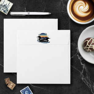 Rustic Sunset Vintage Loons Lake Wedding Envelope