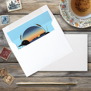 Rustic Sunset Vintage Loons Lake Wedding Envelope Liner