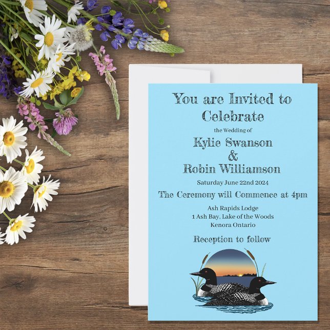 Rustic Sunset Vintage Loons Lake Wedding  Invitation (Creator Uploaded)