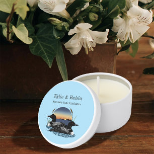 Rustic Sunset Vintage Loons Lake Wedding Mini Candle Favors