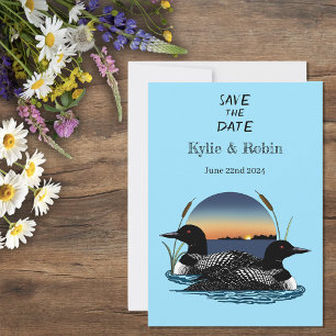 Rustic Sunset Vintage Loons Lake Wedding Save The Date