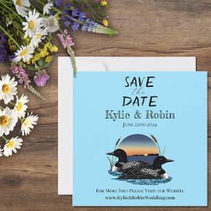 Rustic Sunset Vintage Loons Lake Wedding Save The Date