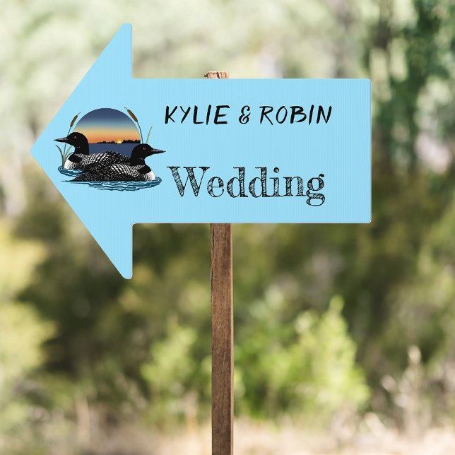Rustic Sunset Vintage Loons Lake Wedding Sign (Creator Uploaded)