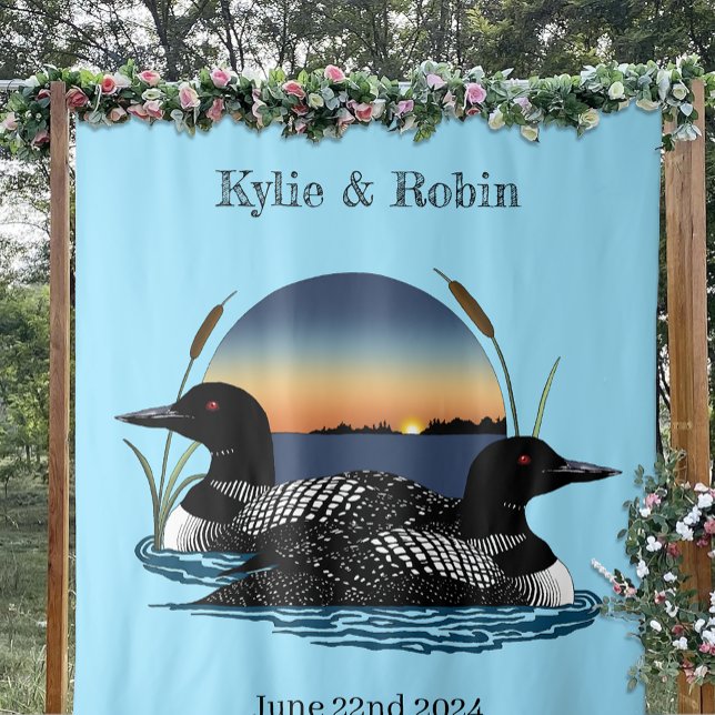 Rustic Sunset Vintage Loons Lake Wedding Tapestry (Creator Uploaded)