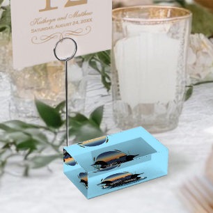 Rustic Sunset Vintage Loons Lake Winnipeg Place Card Holder