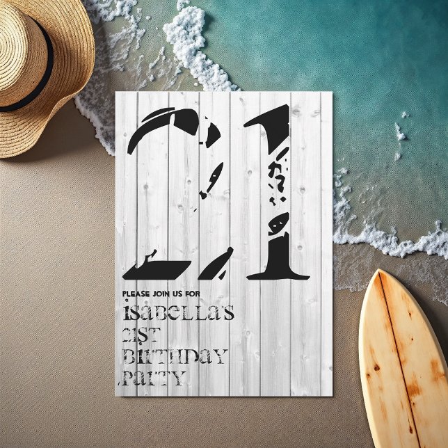 Rustic Surfer Typography Birthday Invitation (Rustic Surfer Typography Birthday Invitation)
