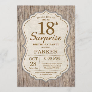 Rustic Surprise 18th Birthday Invitation Wood