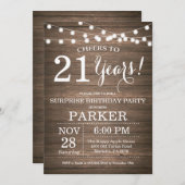 Rustic Surprise 21st Birthday Invitation Wood (Front/Back)