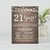 Rustic Surprise 21st Birthday Invitation Wood (Standing Front)