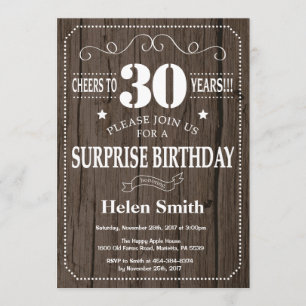 Rustic Surprise 30th Birthday Invitation