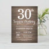 Rustic Surprise 30th Birthday Invitation (Standing Front)