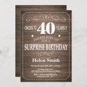 Rustic Surprise 40th Birthday Invitation (Front/Back)