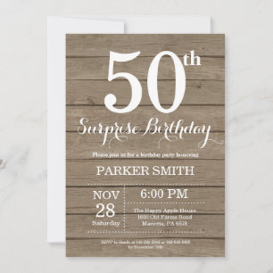 Rustic Surprise 50th Birthday Invitation