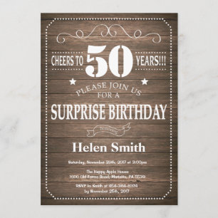 Rustic Surprise 50th Birthday Invitation