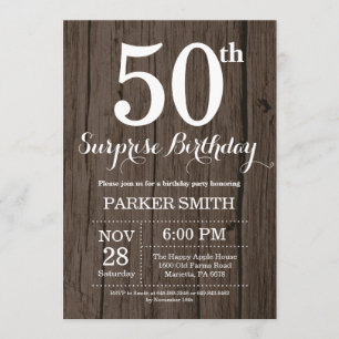 Rustic Surprise 50th Birthday Invitation