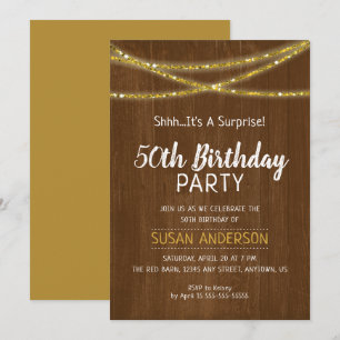 Rustic Surprise 50th Birthday Party Invitation